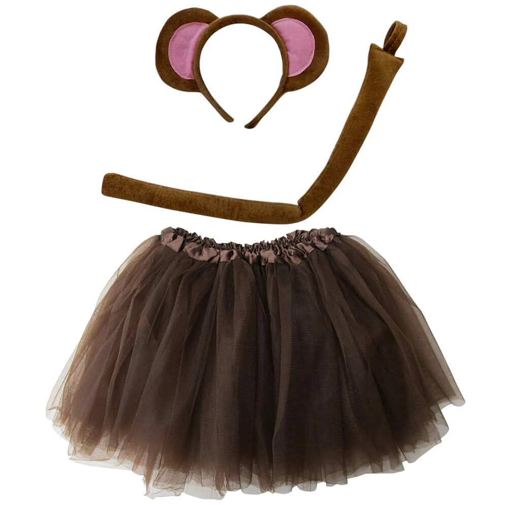 Sydney So Sweet Girls Monkey Costume - Complete Kids Costume Set With Brown Tutu, Tail, & Ears 2 Sydney So Sweet Girls Monkey Costume - Complete Kids Costume Set With Brown Tutu, Tail, & Ears