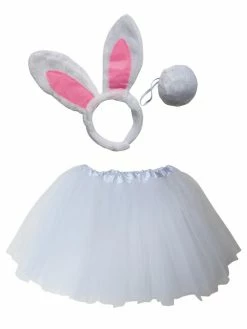 Sydney So Sweet Girls White Rabbit Costume - Complete Kids Bunny Costume Set With Tutu, Tail, & Ears