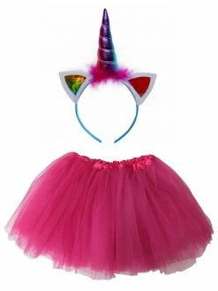 Sydney So Sweet Hot Pink Rainbow Unicorn Tutu Costume With Headband Horn