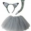 Sydney So Sweet Girls Wolf Or Gray Fox Costume - Complete Kids Costume Set With Tutu, Tail, & Ears