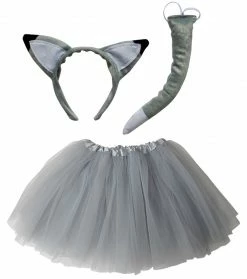 Sydney So Sweet Girls Wolf Or Gray Fox Costume - Complete Kids Costume Set With Tutu, Tail, & Ears