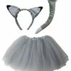 Sydney So Sweet Adult & Plus Tutu Costumes Adult Wolf Costume Or Gray Fox Costume - Tutu Skirt, Tail, & Headband Set For Adult Or Plus Size