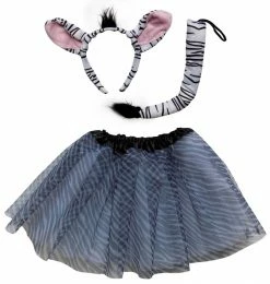 Sydney So Sweet Girls Zebra Costume - Complete Kids Costume Set With Animal Print Tutu, Tail, & Ears