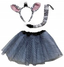 Sydney So Sweet Adult Zebra Costume - Animal Print Tutu Skirt, Tail, & Headband Set For Adult Or Plus Size Adult & Plus Tutu Costumes