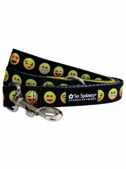 Sydney So Sweet Sales Store 21 Sydney So Sweet Emoji Faces Black & Yellow 5' Cute & Fun Dog Leash Sweet Pup