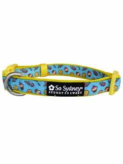Sydney So Sweet Sweet Pup Emojis & Treats Blue & Yellow Adjustable Unique Dog Collar