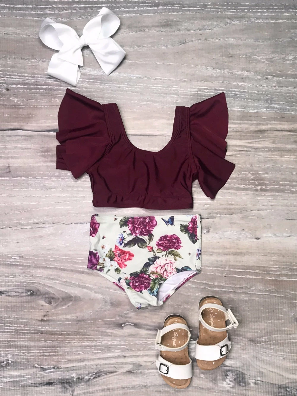 Sydney So Sweet Every Rose Has Its Thorn Burgundy Ruffle Girls Swimsuit Bikini 1 Sydney So Sweet Every Rose Has Its Thorn Burgundy Ruffle Girls Swimsuit Bikini