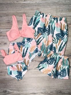 Sydney So Sweet Matching Family Swimsuits - Tropical Pink Palm Springs