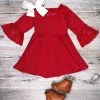 Sydney So Sweet Fancy Red Lace Bow Back Flare Girls Dress