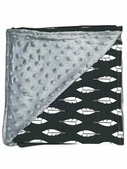 Sydney So Sweet Extras Feather Gray Minky Dot Toddler Or Baby Blanket