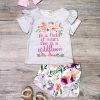 Sydney So Sweet Field Of Roses Wildflower Gray Floral Ruffle Girls Shorts Outfit