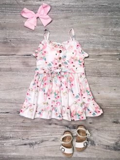 Sydney So Sweet New Arrivals Flamingo Floral Light Pink Ruffle Girls Summer Dress