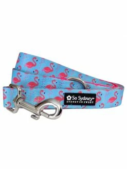 Sydney So Sweet Fancy Flamingo Blue & Pink Cute & Fun 5' Dog Leash On Wednesday, We Wear Pink