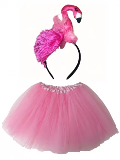 Sydney So Sweet Adult Pink Flamingo Costume - Tutu Skirt & Headband Set For Adult Or Plus Size
