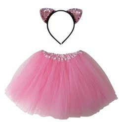 Sydney So Sweet Girls Pink Cat Costume - Complete Kids Costume Set With Tutu & Flip Sequin Cat Ears Headband