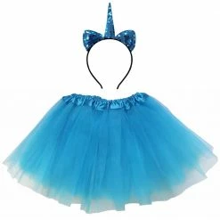 Sydney So Sweet Costumes For Kids Girls Blue Unicorn Costume - Complete Kids Costume Set With Tutu & Flip Sequin Unicorn Headband Horn