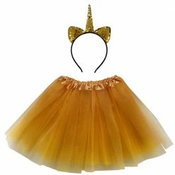 Sydney So Sweet Girls Gold Unicorn Costume - Complete Kids Costume Set With Tutu & Flip Sequin Unicorn Headband Horn Costumes For Kids