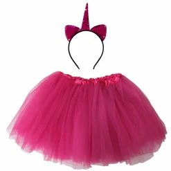 Sydney So Sweet Adult Hot Pink Unicorn Costume - Tutu Skirt & Flip Sequin Headband Horn Set For Adult Or Plus Size