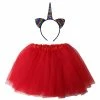 Sydney So Sweet Adult Rainbow Red Unicorn Costume - Tutu Skirt & Flip Sequin Headband Horn Set For Adult Or Plus Size