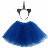 Sydney So Sweet Adult Rainbow Royal Blue Unicorn Costume - Tutu Skirt & Flip Sequin Headband Horn Set For Adult Or Plus Size