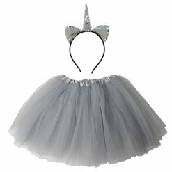 Sydney So Sweet Adult Silver Unicorn Costume - Tutu Skirt & Flip Sequin Headband Horn Set For Adult Or Plus Size