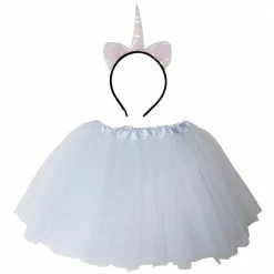 Sydney So Sweet Adult White Unicorn Costume - Tutu Skirt & Flip Sequin Headband Horn Set For Adult Or Plus Size
