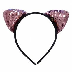 Sydney So Sweet Costumes For Kids Flip Sequin Pink Cat Girls Headband Ears, Kid Or Adult Size Costume Accessories