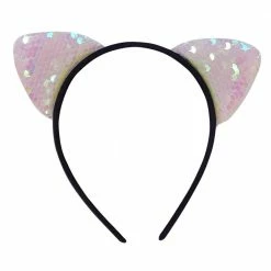 Sydney So Sweet Flip Sequin White Cat Girls Headband Ears, Kid Or Adult Size Costume Accessories Costumes For Kids