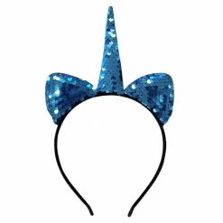 Sydney So Sweet Flip Sequin Blue Unicorn Girls Headband Ears, Kid Or Adult Size Costume Accessories