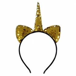 Sydney So Sweet Flip Sequin Gold Unicorn Girls Headband Ears, Kid Or Adult Size Costume Accessories Costumes For Kids