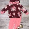 Sydney So Sweet Flower Power Pink & Burgundy Girls Hooded Jogger Outfit Loungewear, Joggers, & PJ's
