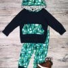 Sydney So Sweet Loungewear, Joggers, & PJ's Forest Friends Blue & Green Stripe Boys Hooded Jogger Outfit