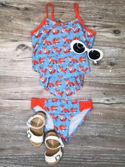 Sydney So Sweet Fox Hunt Girls Two Piece Swim Tiered Tankini Swimsuit