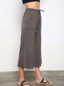 Sydney So Sweet Women's Clothing French Terry Side Pocketed Wide Leg Coulotte Pants Stone Gray 6 Sydney So Sweet Women's Clothing French Terry Side Pocketed Wide Leg Coulotte Pants Stone Gray