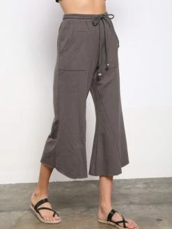 Sydney So Sweet Women's Clothing French Terry Side Pocketed Wide Leg Coulotte Pants Stone Gray 7 Sydney So Sweet Women's Clothing French Terry Side Pocketed Wide Leg Coulotte Pants Stone Gray