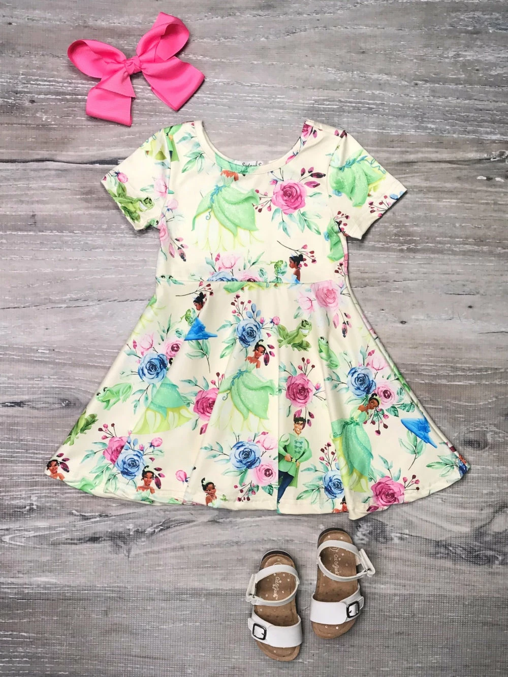Sydney So Sweet Frog Princess Yellow Floral Girls Skater Dress 1 Sydney So Sweet Frog Princess Yellow Floral Girls Skater Dress