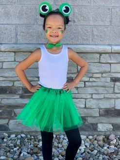 Sydney So Sweet Girls Green Frog Costume - Complete Kids Costume Set With Green Tutu Skirt, Bow Tie, & Headband