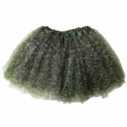Sydney So Sweet Green Camo Camouflage Tutu Skirt - Kids Size 3-Layer Tulle Basic Ballet Dance Costume Tutus For Girls
