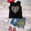Sydney So Sweet New Arrivals Game Day Gold Sequin Baseball Heart Denim Girls Shorts Outfit