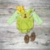 Sydney So Sweet Game Day Green Turkey Football Baby Girls Thanksgiving Romper