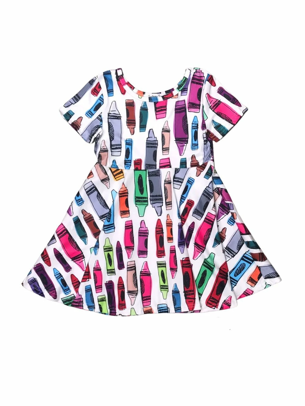 Sydney So Sweet New Arrivals Get Your Cray On Short Sleeve Girls Back To School Crayon Skater Dress 3 Sydney So Sweet New Arrivals Get Your Cray On Short Sleeve Girls Back To School Crayon Skater Dress