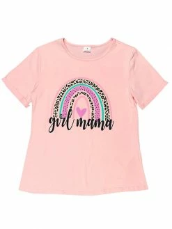 Sydney So Sweet Girl Mama Boho Rainbow Cheetah Blush Womens Top T-Shirts & Tops