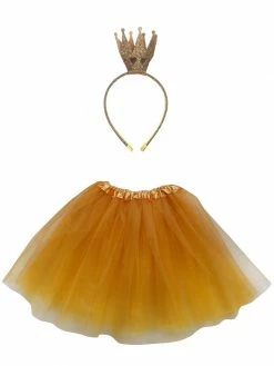 Sydney So Sweet Adult Gold Crown Princess Costume - Gold Tutu Skirt & Headband Crown Set For Adult Or Plus Size Adult & Plus Tutu Costumes