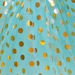 Sydney So Sweet Aqua And Gold Polka Dot Tutu Skirt Costume For Girls, Women, Plus