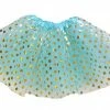 Sydney So Sweet Aqua And Gold Polka Dot Tutu Skirt Costume For Girls, Women, Plus