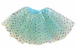 Sydney So Sweet Aqua And Gold Polka Dot Tutu Skirt Costume For Girls, Women, Plus