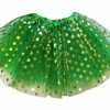 Sydney So Sweet Green And Gold Polka Dot Tutu Skirt Costume For Girls, Women, Plus St. Patrick's Day