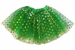 Sydney So Sweet Green And Gold Polka Dot Tutu Skirt Costume For Girls, Women, Plus St. Patrick's Day
