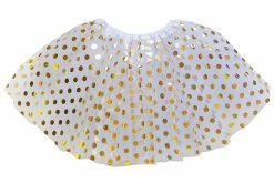 Sydney So Sweet Tutu & Costume Shop White And Gold Polka Dot Tutu Skirt Costume For Girls, Women, Plus
