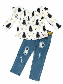 Sydney So Sweet Golden Winter Wonderland Girls Denim Patch Set